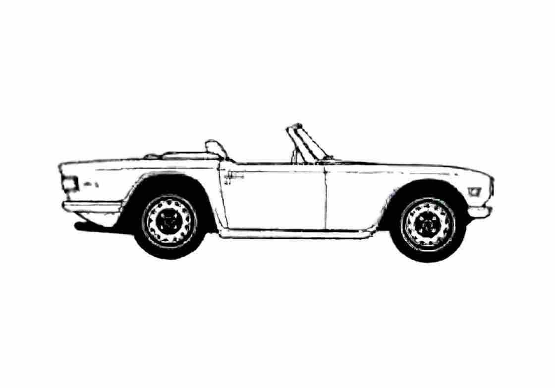 Blueprint Triumph TR6 Cabriolet 1972 A4 Photo Print