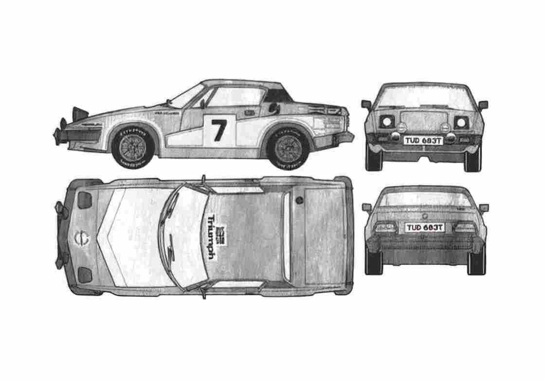 Blueprint Triumph TR7 Coupe 1974 A4 Photo Print