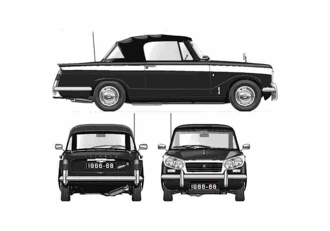 Blueprint Triumph Vitesse Mk II 2 Litre Convertible Cabriolet 1966 A4 Photo Print