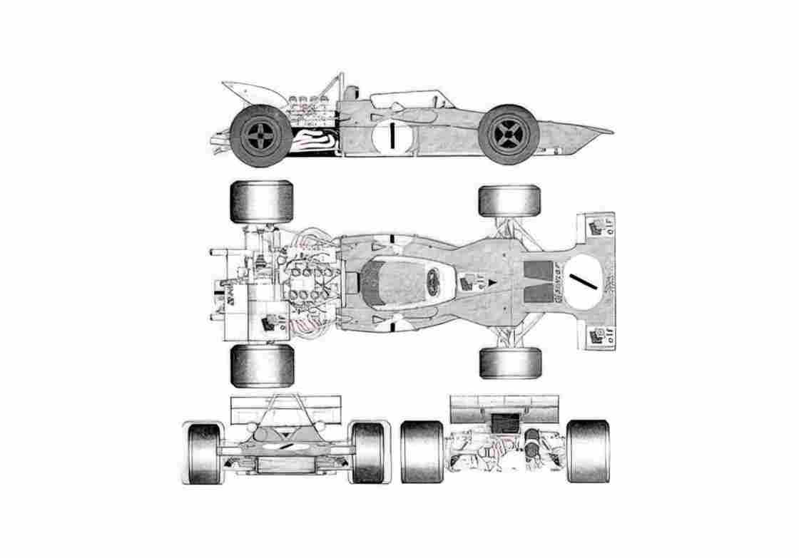 Blueprint Tyrrell 001 F1 OW 1970 A4 Photo Print