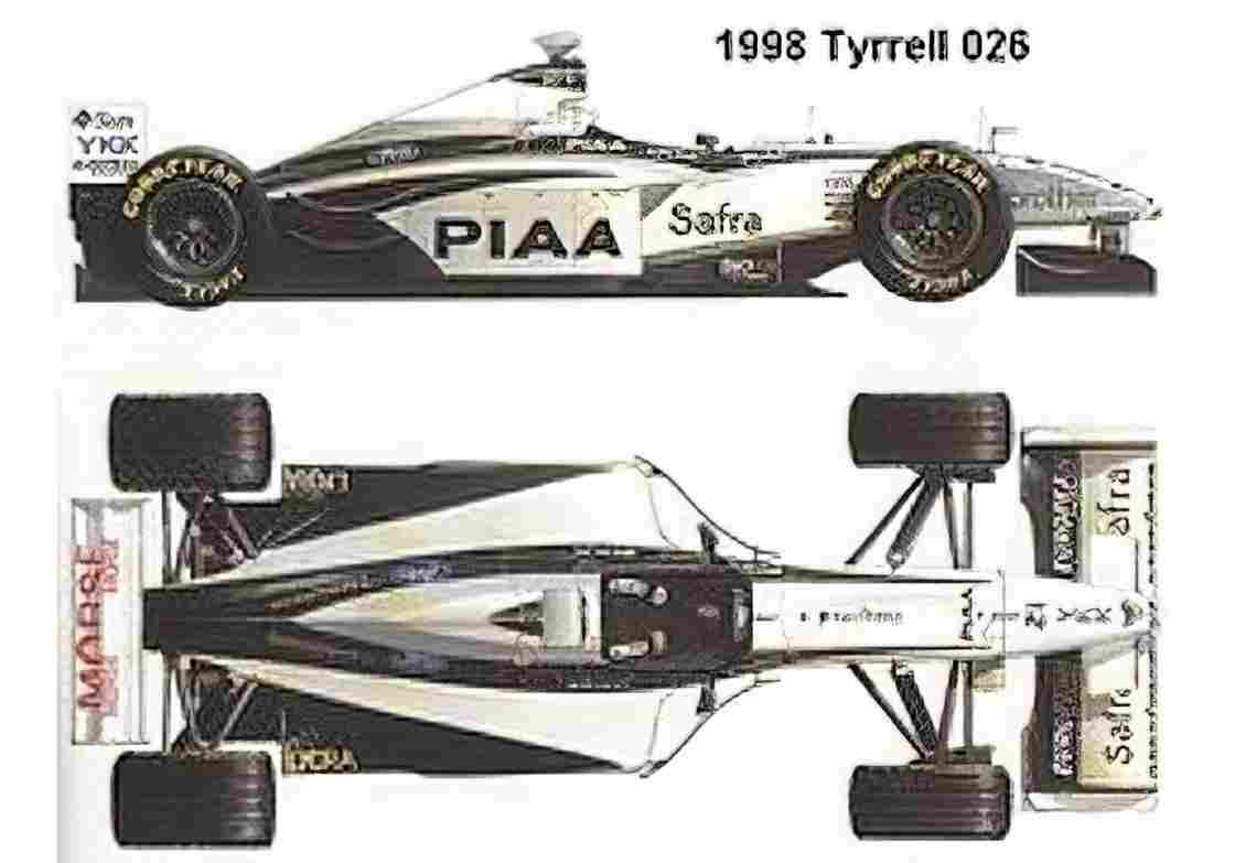 Blueprint Tyrrell 026 F1 GP OW 1998 A4 Photo Print