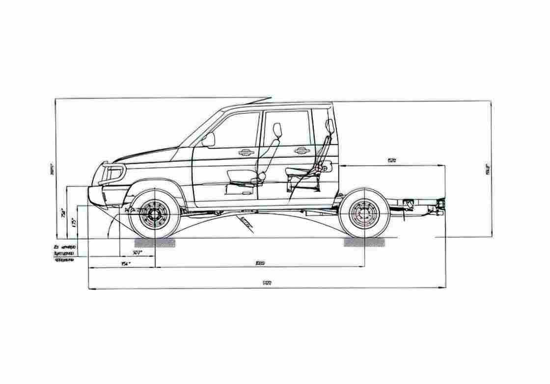 Blueprint UAZ 23632 Pick up 2002 A4 Photo Print