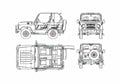 Blueprint UAZ 3150 Cabriolet 1988 A4 Photo Print
