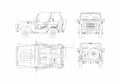 Blueprint UAZ 3150 Cabriolet 1999 A4 Photo Print