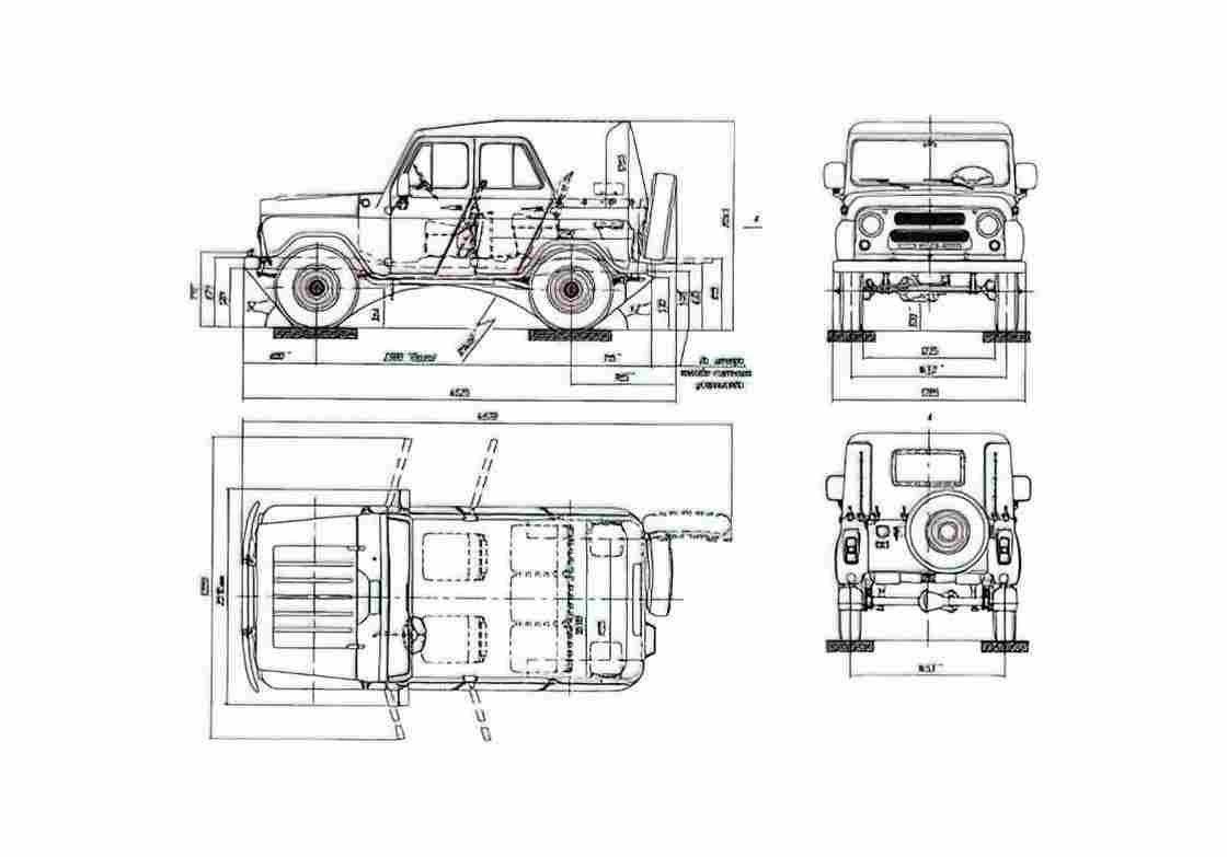 Blueprint UAZ 31512 Cabriolet 1972 A4 Photo Print