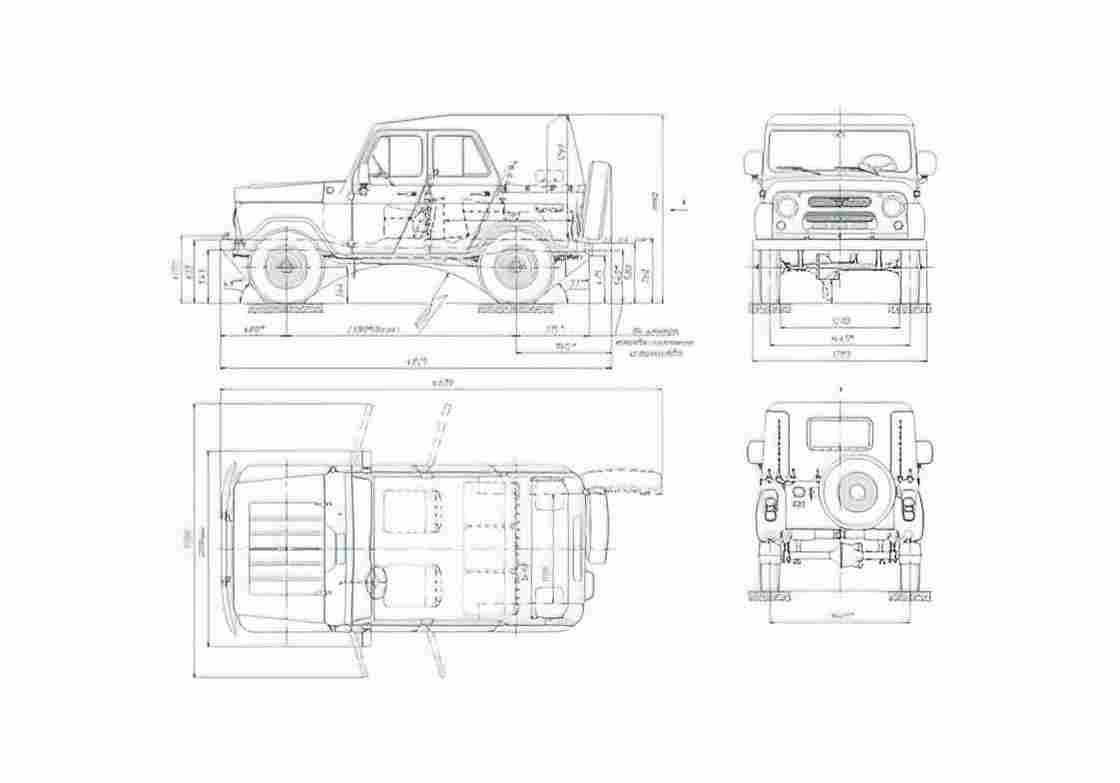 Blueprint UAZ 31512 Wagon 1985 A4 Photo Print