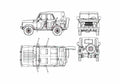 Blueprint UAZ 31514 Wagon 1988 A4 Photo Print