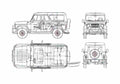 Blueprint UAZ 3159 Wagon 2005 A4 Photo Print