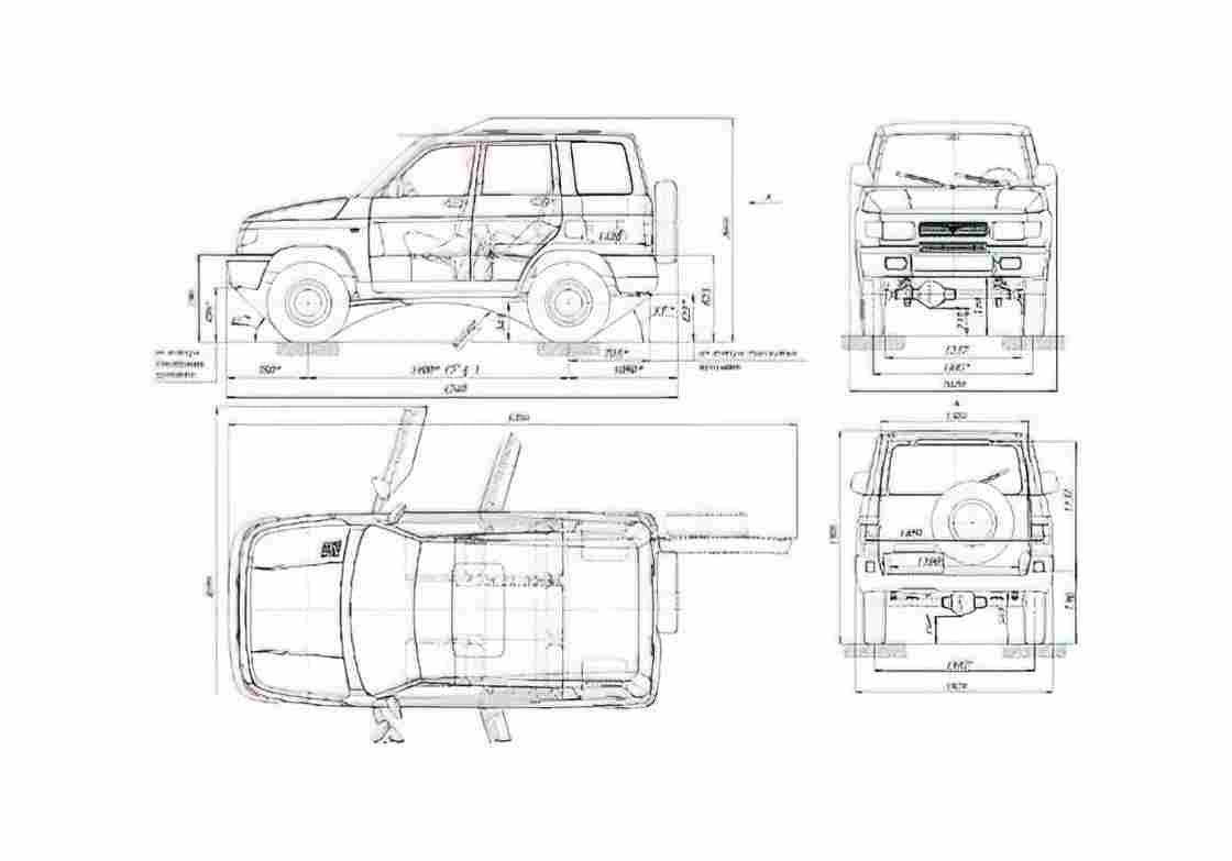 Blueprint UAZ 3160 SUV 1997 A4 Photo Print