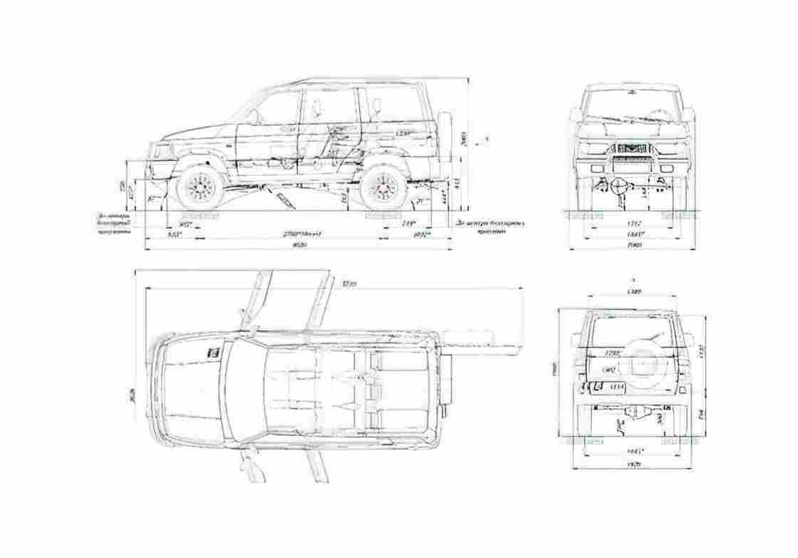 Blueprint UAZ 3162 SUV 2000 A4 Photo Print