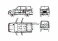 Blueprint UAZ 3162 Simbir SUV 1995 A4 Photo Print