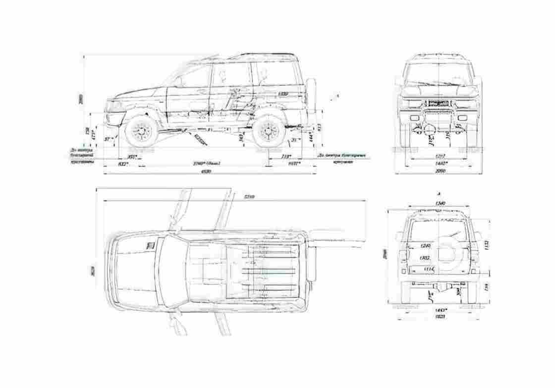 Blueprint UAZ 3162 VK SUV 2000 A4 Photo Print