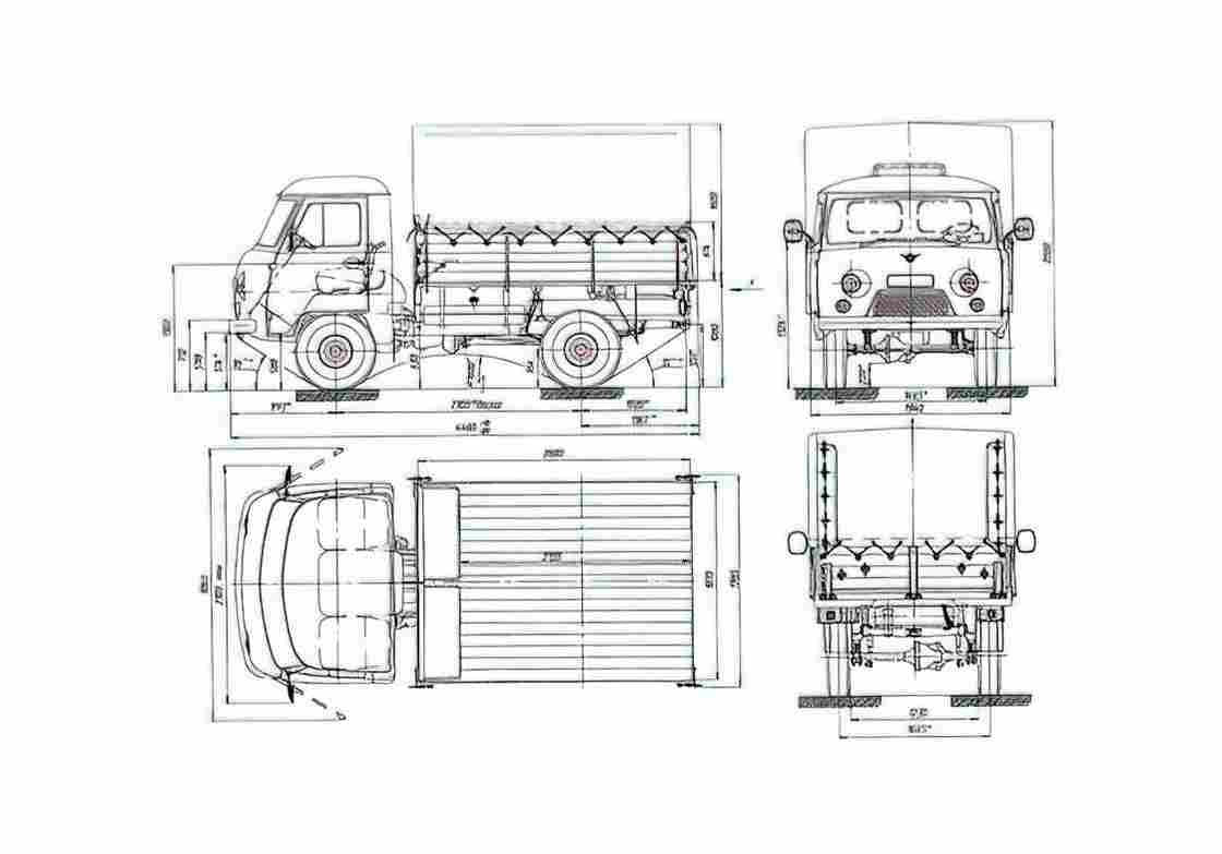Blueprint UAZ 3303 Truck 1982 A4 Photo Print