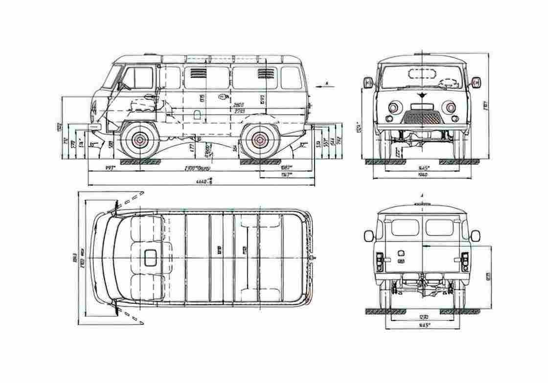 Blueprint UAZ 3741 Van 1966 A4 Photo Print