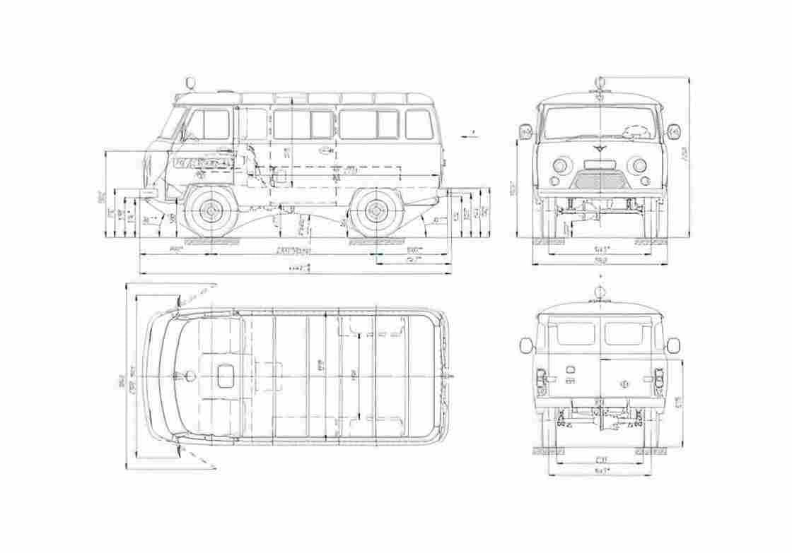 Blueprint UAZ 452 3962 Ambulance Van 1965 A4 Photo Print