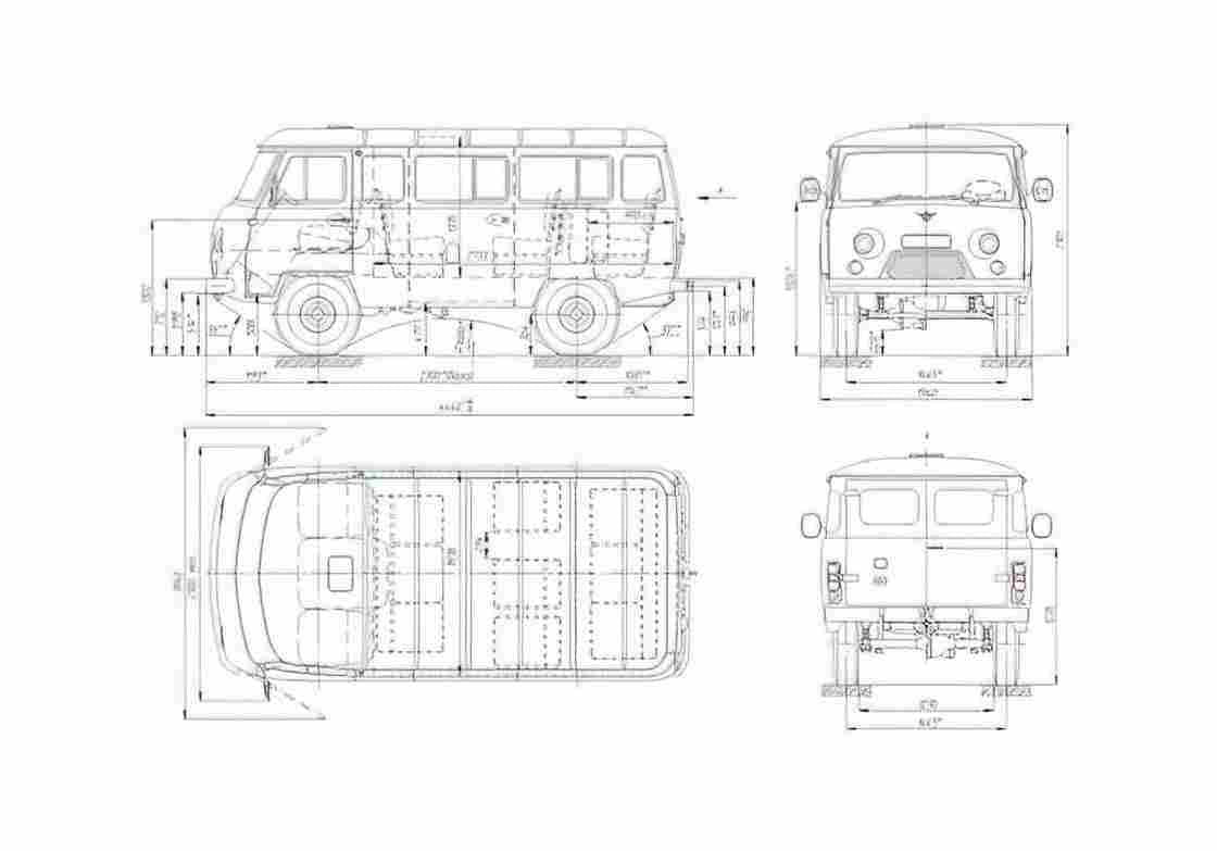 Blueprint UAZ 452 Bus 1965 A4 Photo Print