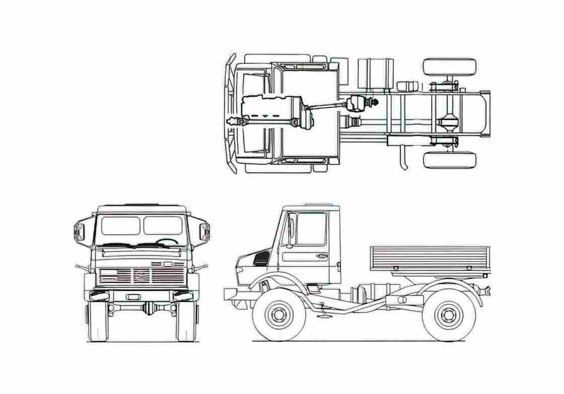 Blueprint Unimog 1650 Truck 1996 A4 Photo Print