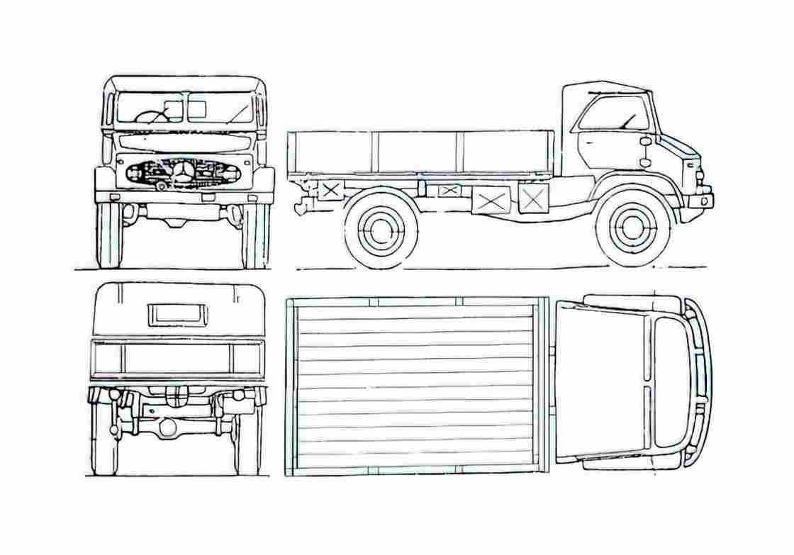 Blueprint Unimog 404 Truck 1955 A4 Photo Print