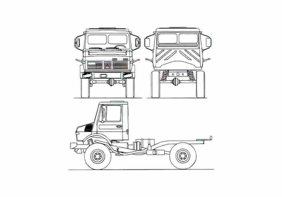 Blueprint Unimog U1300 Truck 2008 A4 Photo Print