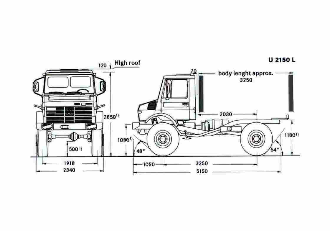 Blueprint Unimog U2150 L Truck A4 Photo Print