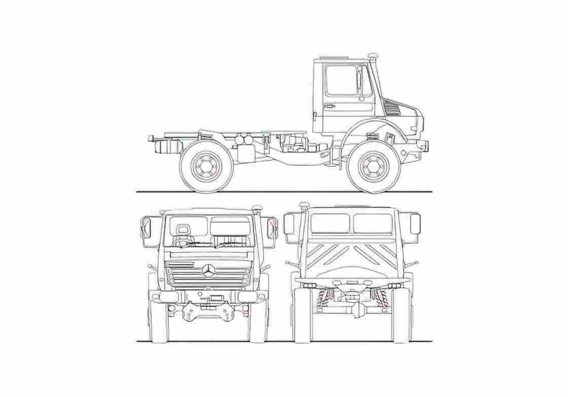Blueprint Unimog U3000 Truck 2008 A4 Photo Print