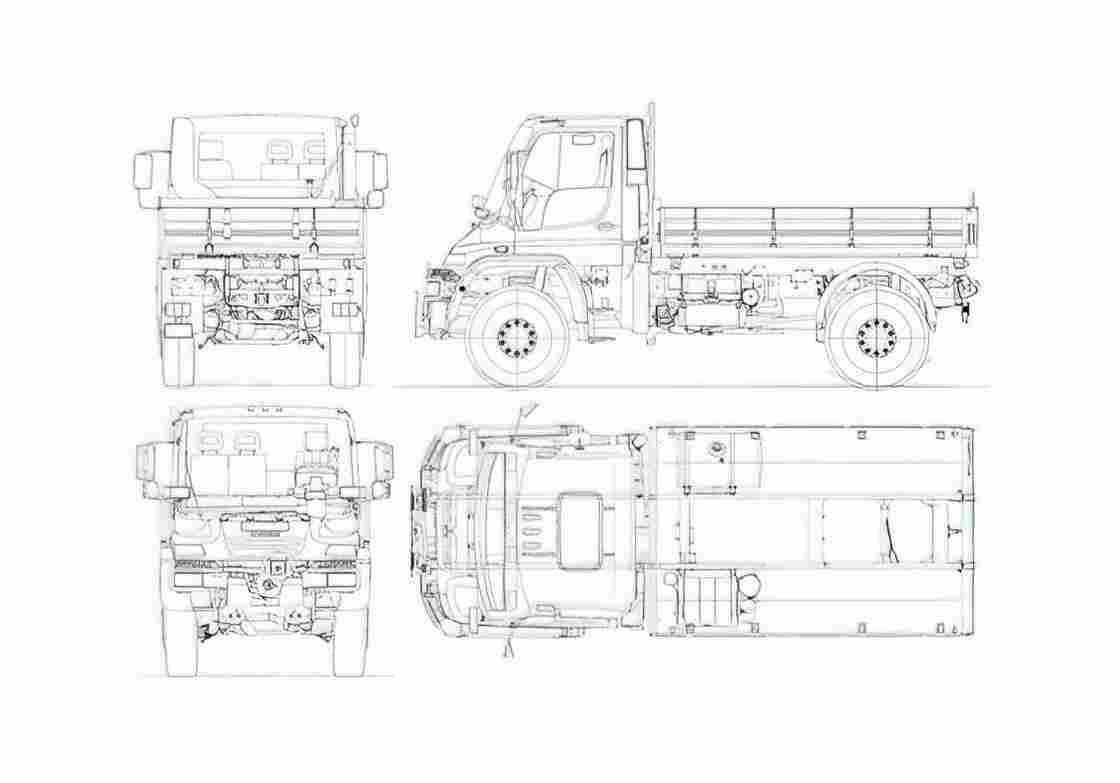 Blueprint Unimog U500 LWB Truck 2008 A4 Photo Print