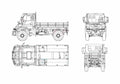 Blueprint Unimog U500 Long Truck 2005 A4 Photo Print