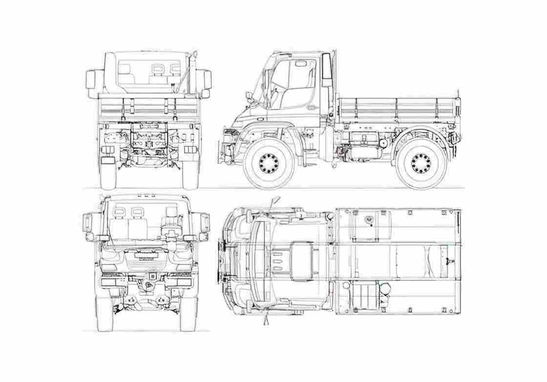 Blueprint Unimog U500 SWB Truck 2008 A4 Photo Print