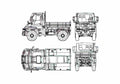 Blueprint Unimog U500 Short Truck 2005 A4 Photo Print