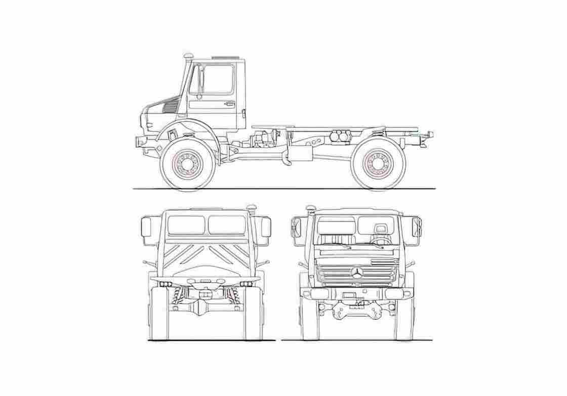 Blueprint Unimog U5000 Truck 2008 A4 Photo Print