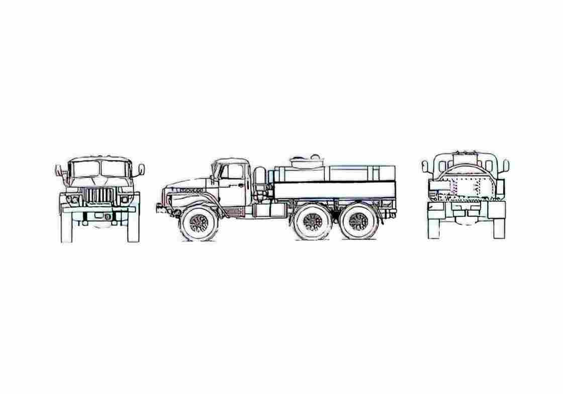 Blueprint Ural 375D Fuel Tanker Truck 1961 A4 Photo Print