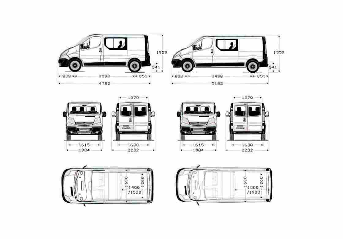 Blueprint Vauxhall Vivaro Double Cab Van 2001 A4 Photo Print