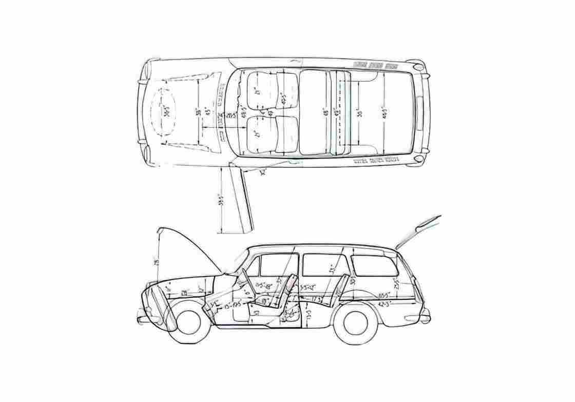 Blueprint Volkswagen 1500 Variant Wagon 1963 A4 Photo Print