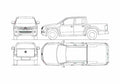 Blueprint Volkswagen Amarok Crew Cab Pick up 2010 A4 Photo Print