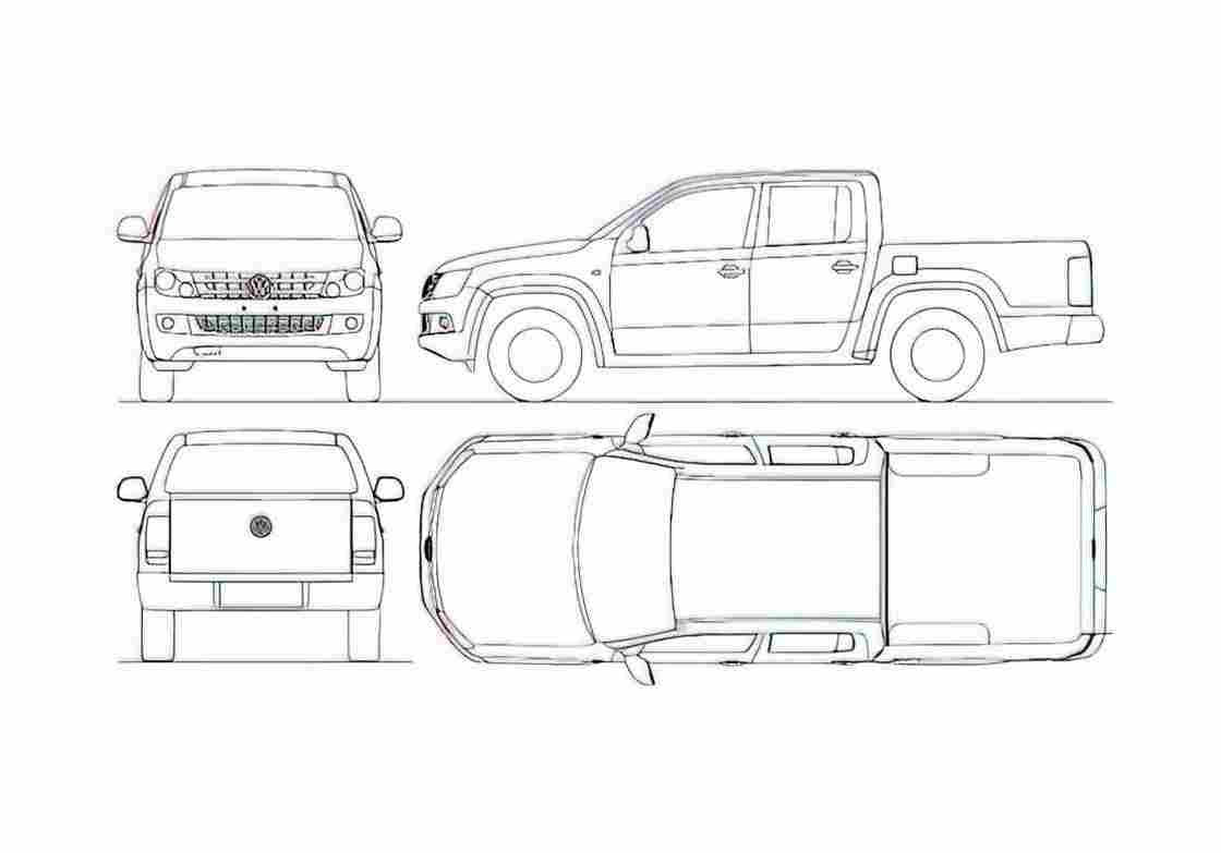 Blueprint Volkswagen Amarok Crew Cab Pick up 2010 A4 Photo Print