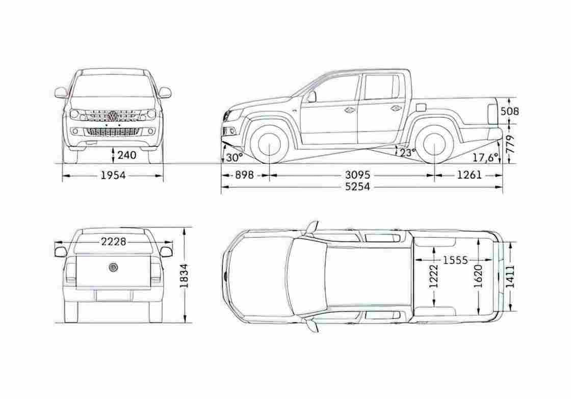 Blueprint Volkswagen Amarok Pick up 2010 A4 Photo Print