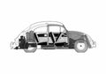 Blueprint Volkswagen Beetle 1200 Hatchback 1954 A4 Photo Print