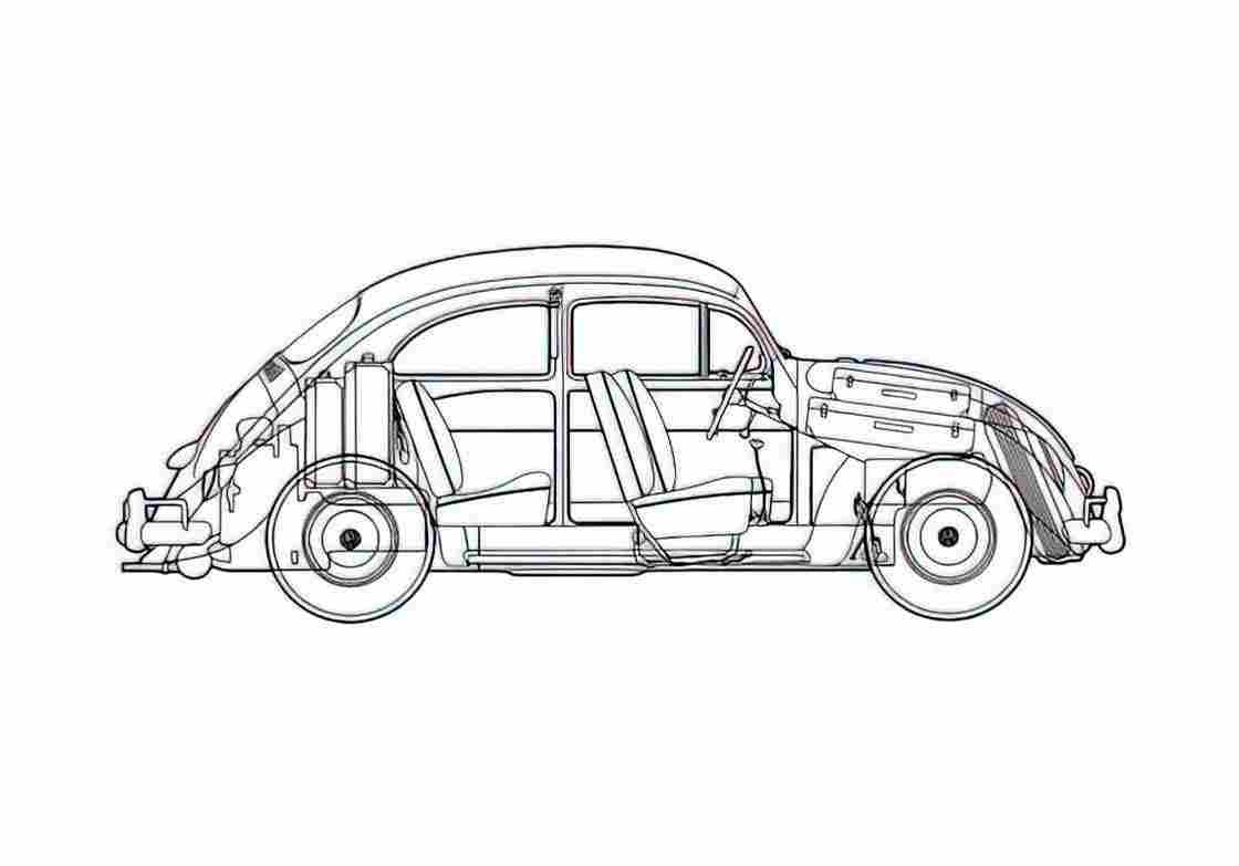 Blueprint Volkswagen Beetle 1200 Hatchback 1964 A4 Photo Print