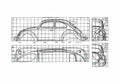 Blueprint Volkswagen Beetle 1200 Sedan 1964 A4 Photo Print