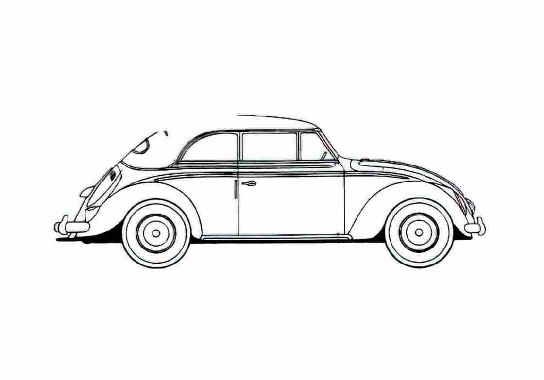 Blueprint Volkswagen Beetle Cabriolet 1954 A4 Photo Print
