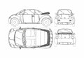 Blueprint Volkswagen Beetle Cabriolet 1993 A4 Photo Print
