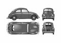 Blueprint Volkswagen Beetle Coupe 1950 A4 Photo Print