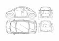 Blueprint Volkswagen Beetle Hatchback 2000 A4 Photo Print