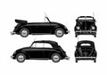 Blueprint Volkswagen Beetle Karmann Cabriolet 1955 A4 Photo Print