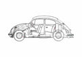Blueprint Volkswagen Beetle Sedan 1968 A4 Photo Print