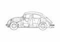 Blueprint Volkswagen Beetle Sedan 1970 A4 Photo Print