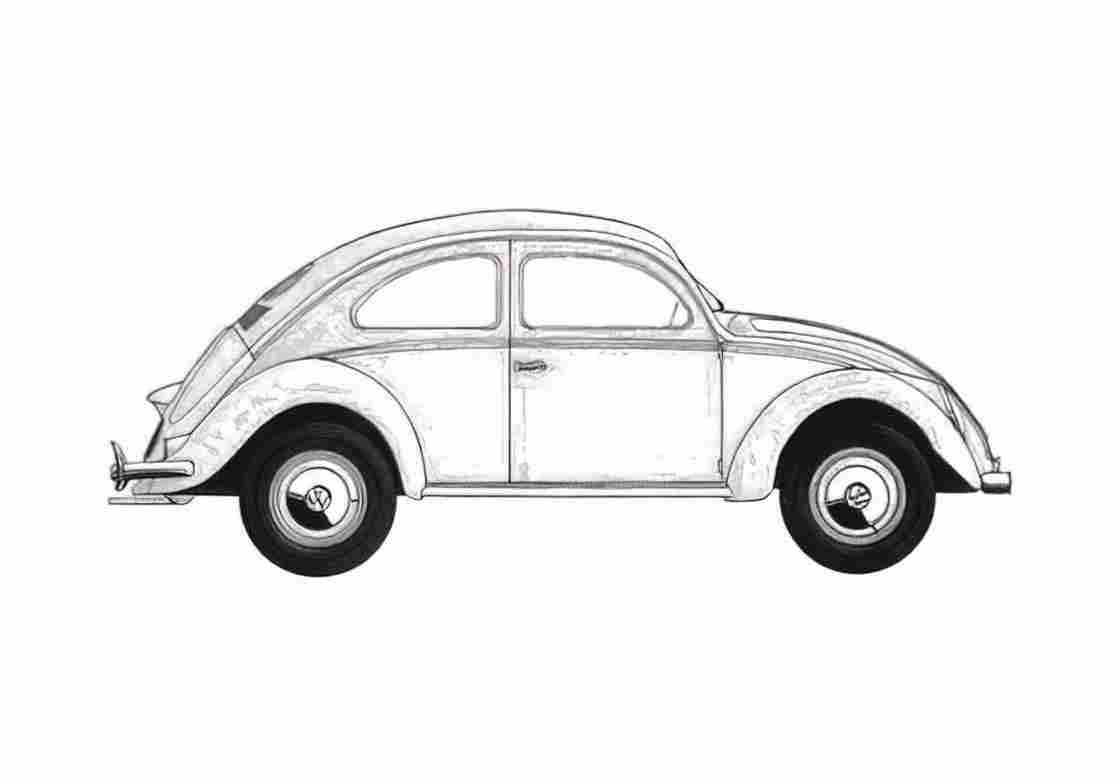 Blueprint Volkswagen Beetle Type 1 Coupe 1942 A4 Photo Print