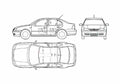 Blueprint Volkswagen Bora Sedan 2005 A4 Photo Print