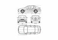 Blueprint Volkswagen Bora Typ 1J) Sedan 1998 A4 Photo Print