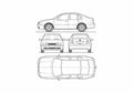 Blueprint Volkswagen Bora Typ 1J) Sedan 1999 A4 Photo Print